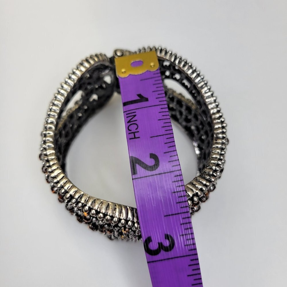 Multicolored Rhinestone Hinged Bracelet - Picture 10 of 13